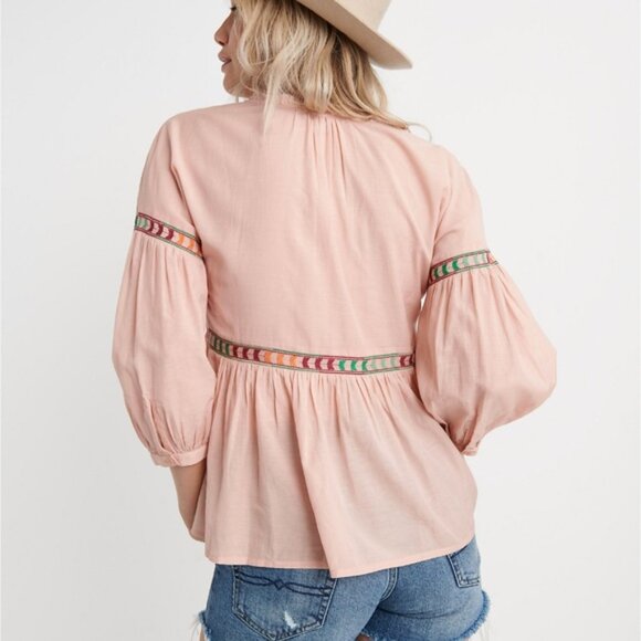 Lucky Brand Embroidered Peasant Top M - Picture 2 of 16